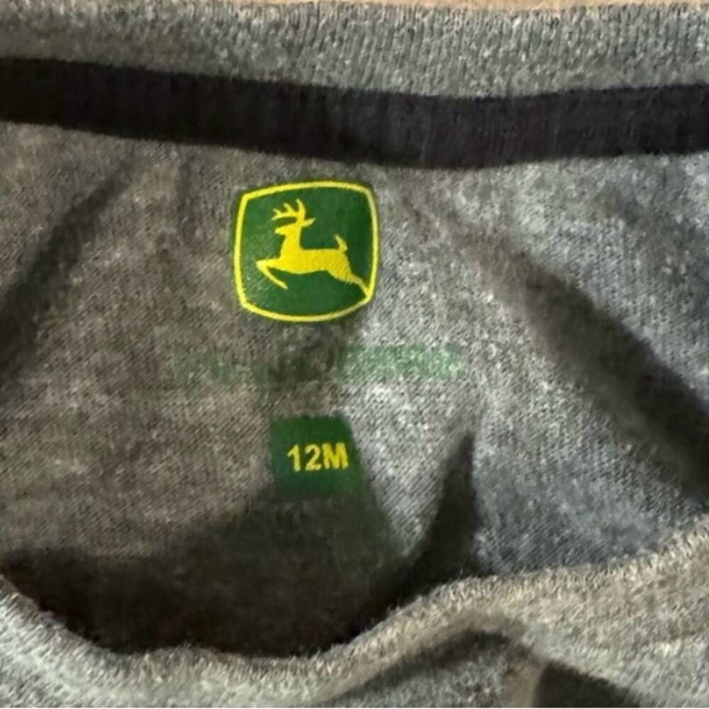 John Deere- Baby Long Sleeve Tee Gray with Green and Yellow Logo, Size 12M - Picture 3 of 3